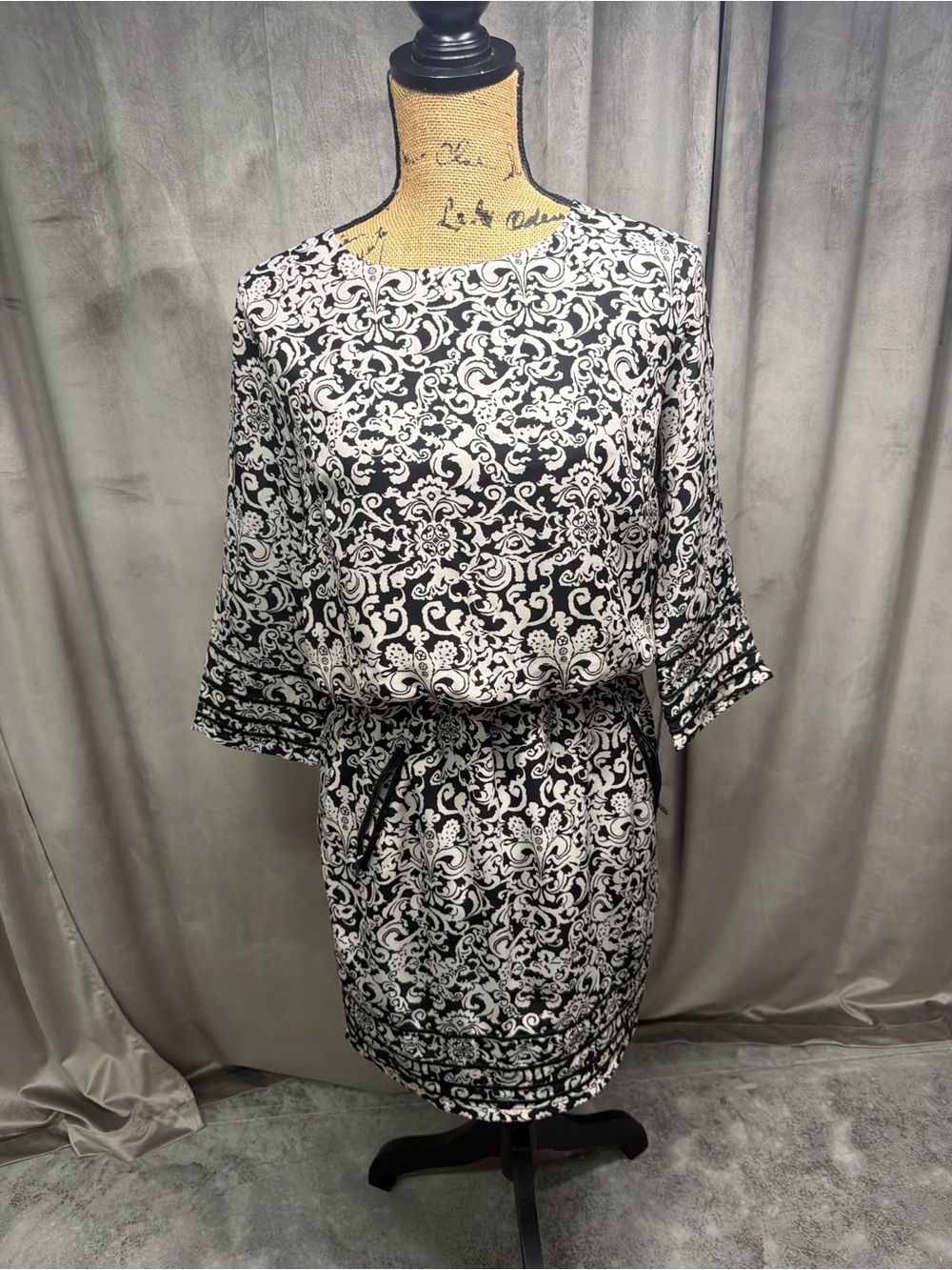 Black & White Patterned Women's Dress